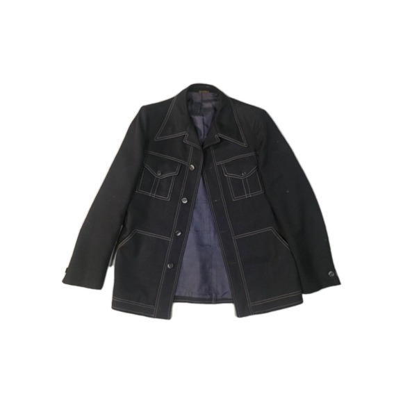 Geoffrey Beene Other - Geoffrey Beene Men's Black Jacket Contrast Stitching Button Closure Size LARGE